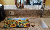 Sunflowers in Watercolor Dish Drying Mat Absorbent Dish Drying Mat Pad for Kitchen Counter Dish Drainer Mat for Countertop, 14 x 21", Multicolor