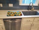 Sunflowers in Watercolor Dish Drying Mat Absorbent Dish Drying Mat Pad for Kitchen Counter Dish Drainer Mat for Countertop, 14 x 21", Multicolor